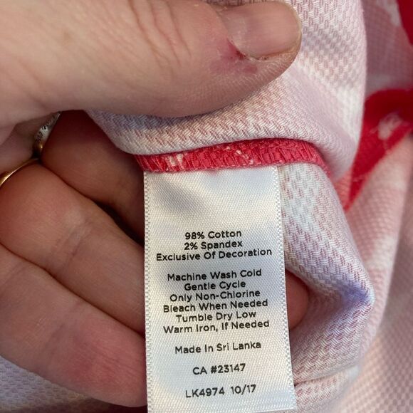 Talbots NWT Bright Pink Bee Print w/white trim & pockets crisp cotton pique - Picture 9 of 9